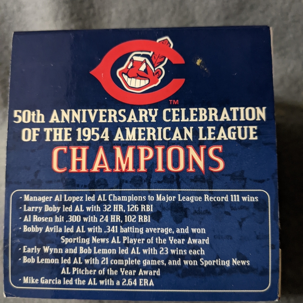 VTG Cleveland Indians 1954 American League Champions  Baseball In‎ Case 50th... - Picture 4 of 6